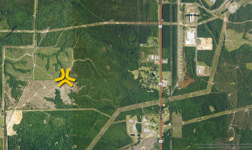 Site map showing the Calvert Infrastructure Hub location in Mobile County, Alabama